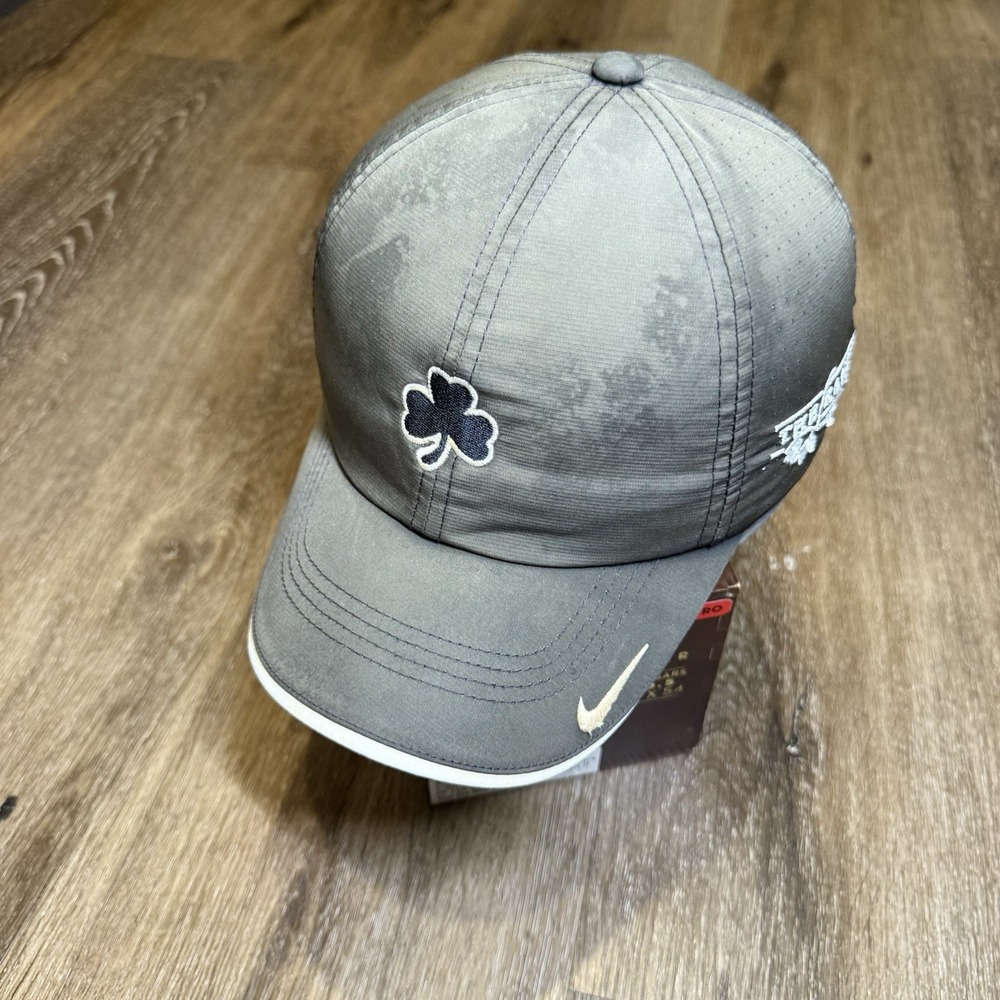 Vintage Nike Golf Hat Men Black Gray Faded Distressed Dri Fit Clover Shamrock